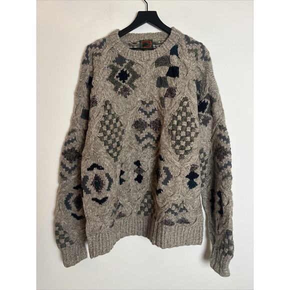 Vintage Boston Traders Wool Sweater Mens XL Grandpa Beige Preppy Thick Heavy‎ - Picture 1 of 9